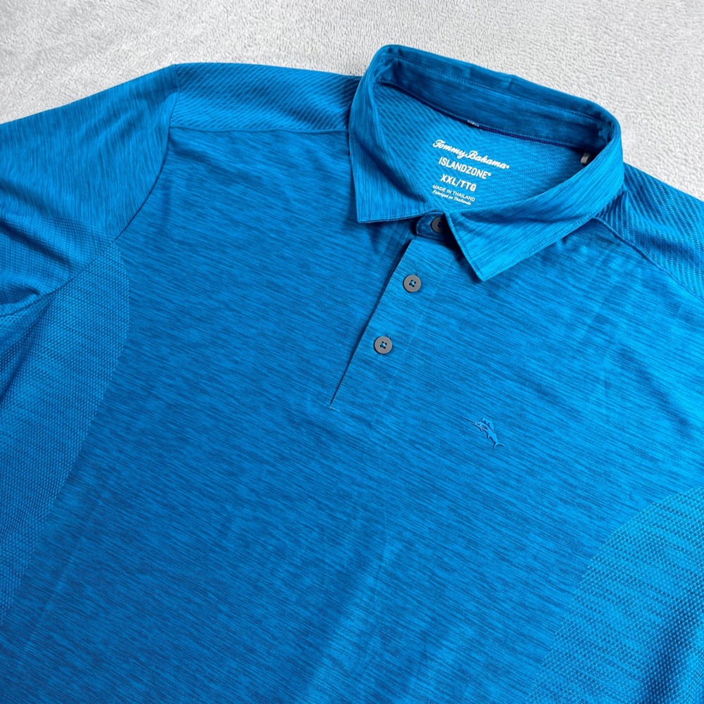 Tommy Bahama IslandZone Mens XXL Blue Space Dye Polo Shirt Recycled Polyester